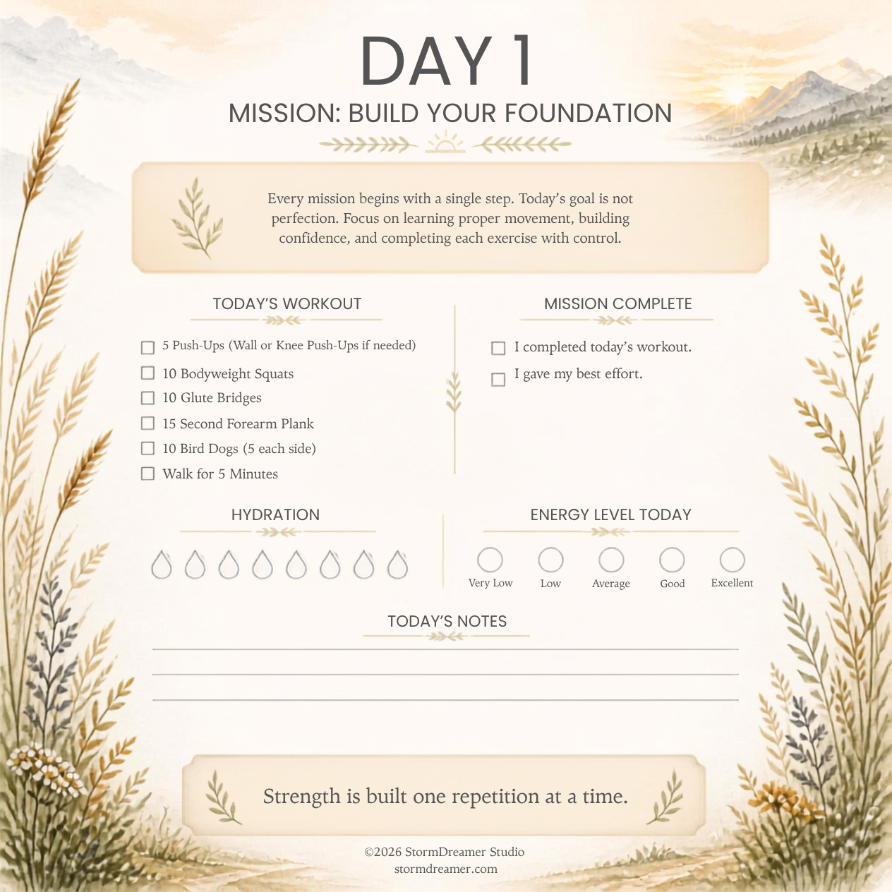 Operation Rise | 28-Day Beginner Military-Inspired Calisthenics Challenge (Printable PDF)